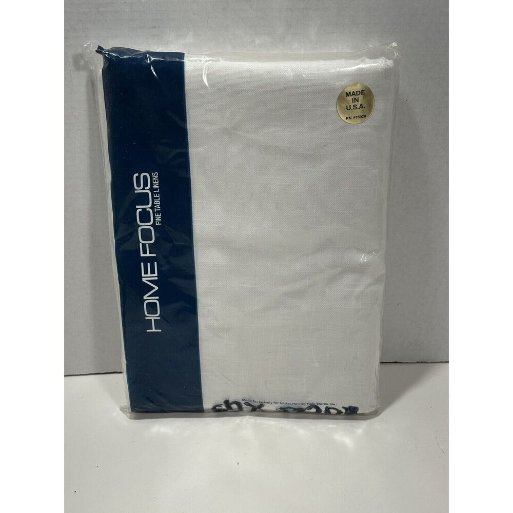 Home Focus Fine Linen Tablecloth White 60”x122” 15028‎ Oblong Made USA Vintage